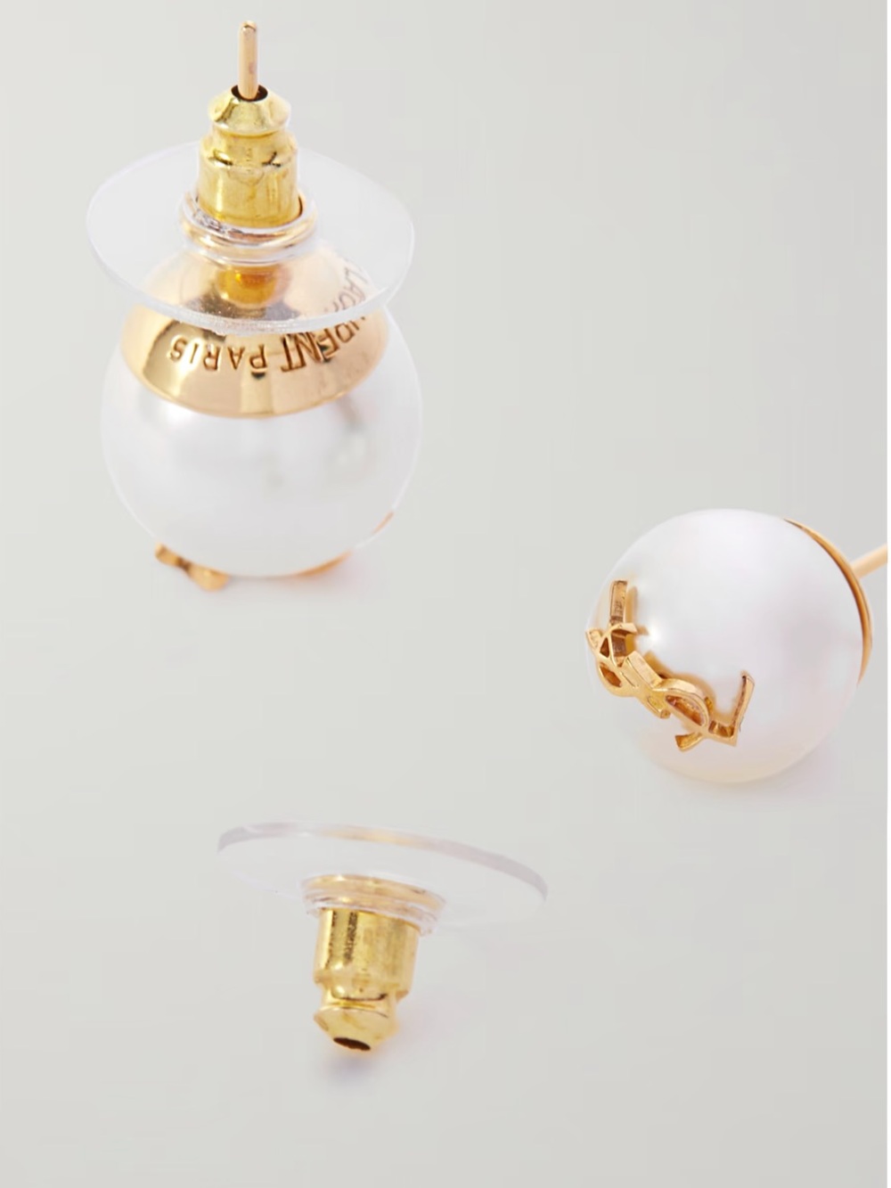 Saint Laurent Gold-tone Faux Pearl Earrings “Quiet Luxury” - Picture 5 of 10